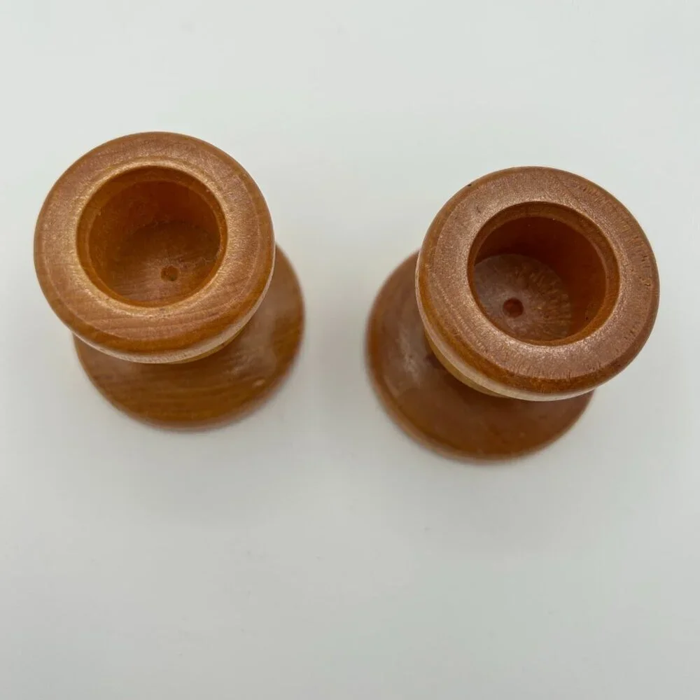 Vintage Wood Candlestick Holders Set of 2